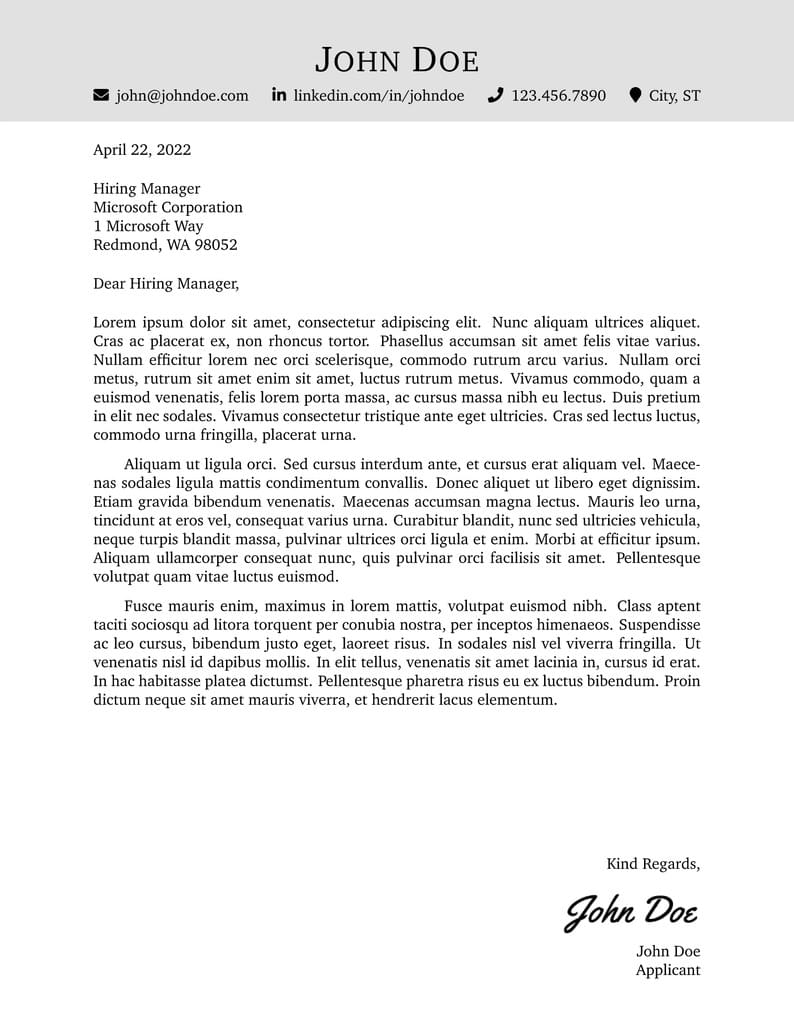 LaTeX Cover Letter Template