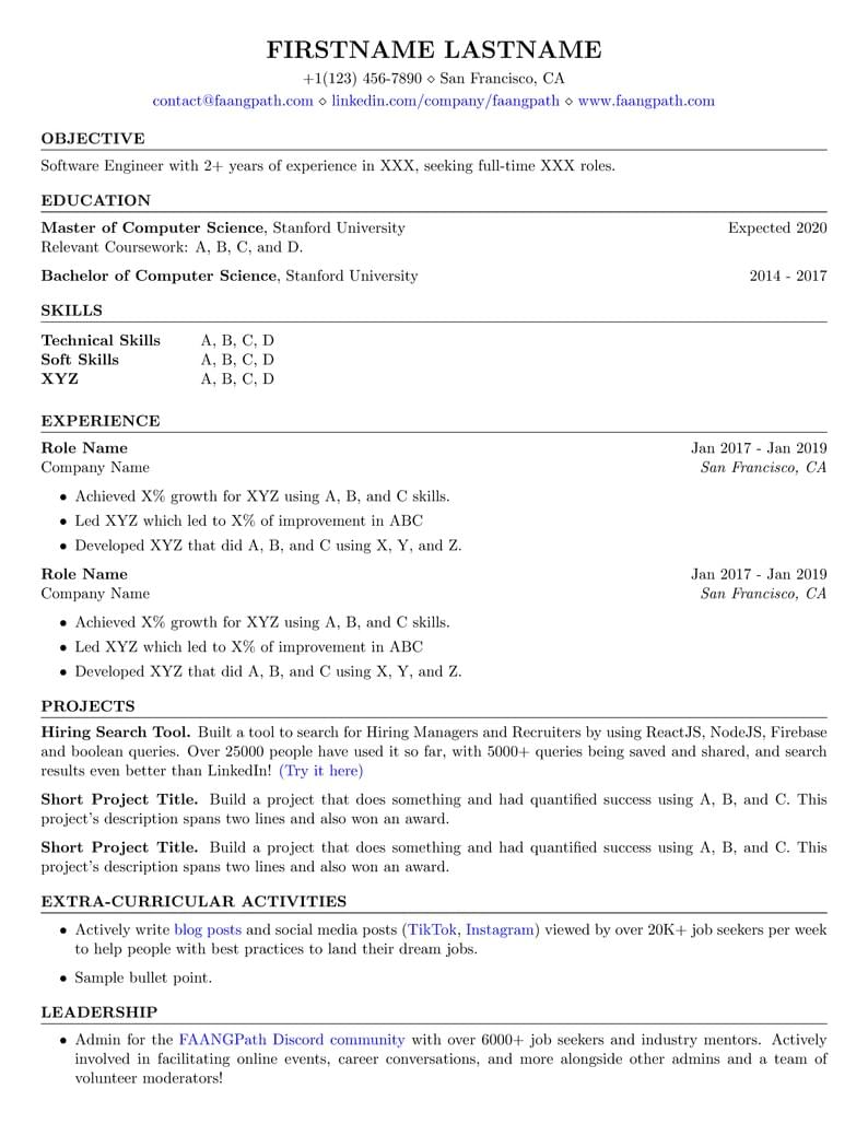 Professional LaTeX Resume Template - ATS LaTeX Template