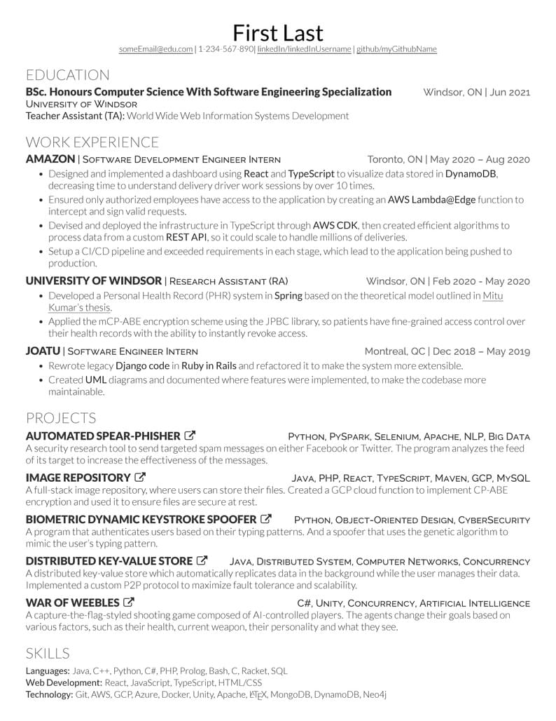 Technical LaTeX Resume Template - Engineering CV Format