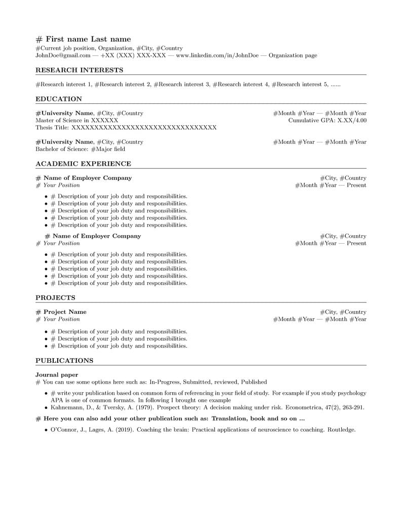 CS / IT LaTeX Resume Template - CV Format