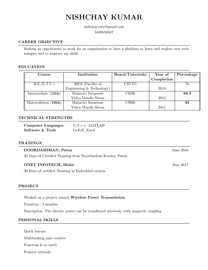 Academic CV LaTeX Resume Template - CV Format