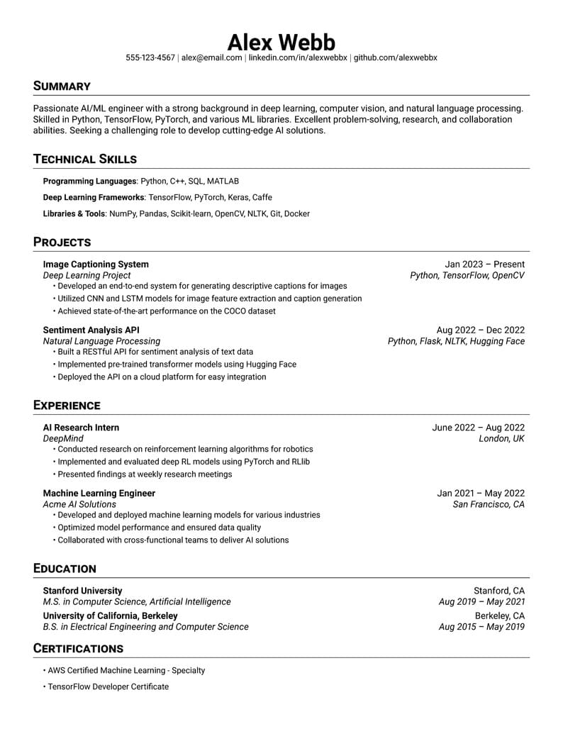 Academic CV LaTeX Resume Template - CV Format